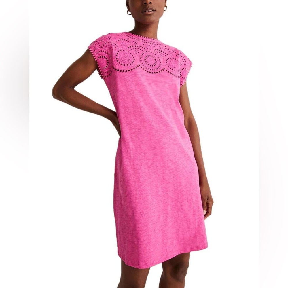 Boden pink cutwork dress